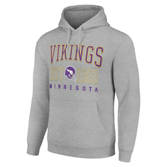 Minnesota Vikings Starter Unisex Throwback Logo Pullover Hoodie - Heather Gray Hoodies