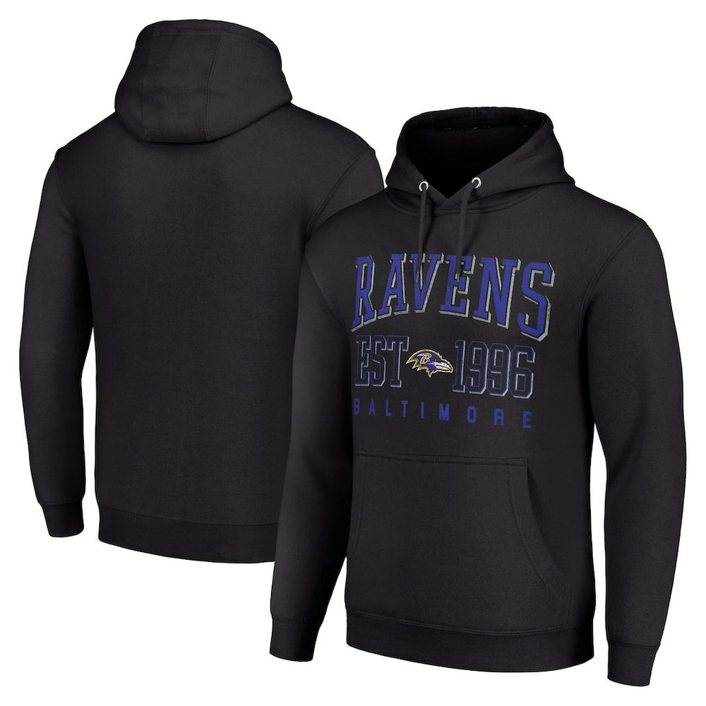 Baltimore Ravens Starter Unisex Throwback Logo Pullover Hoodie - Black Hoodies