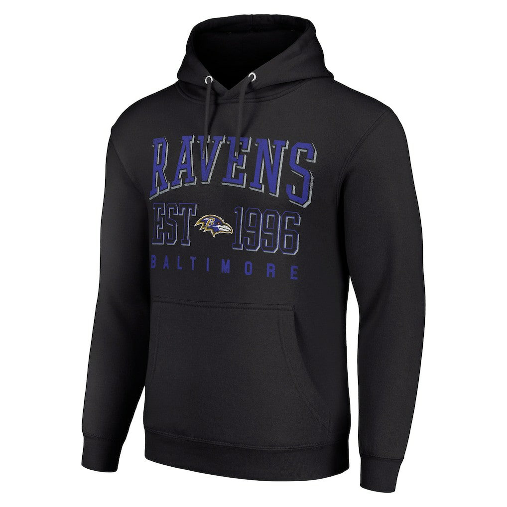 Baltimore Ravens Starter Unisex Throwback Logo Pullover Hoodie - Black Hoodies