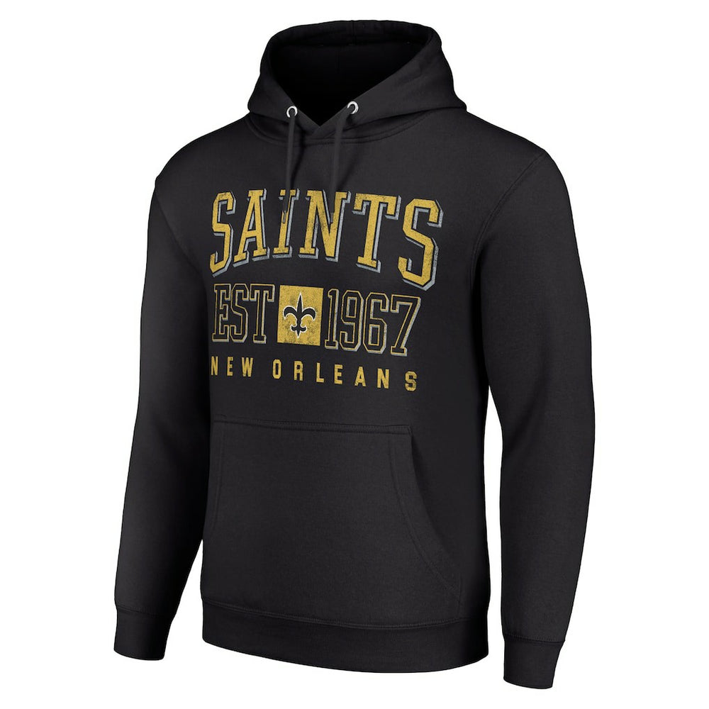 New Orleans Saints Starter Unisex Throwback Logo Pullover Hoodie - Black Hoodies