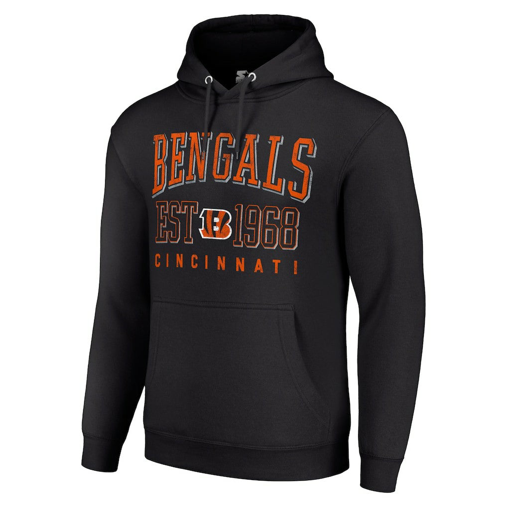Cincinnati Bengals Starter Unisex Throwback Logo Pullover Hoodie - Black Hoodies