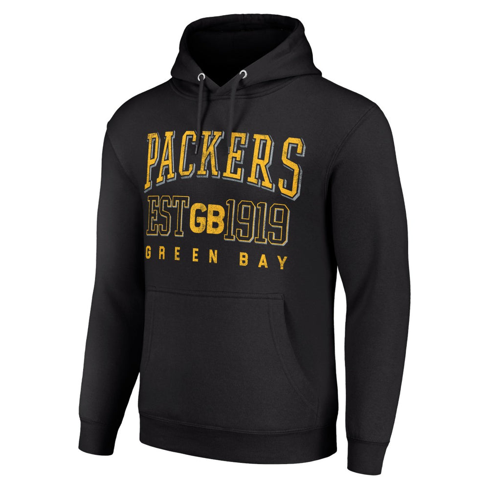 Green Bay Packers Starter Unisex Throwback Logo Pullover Hoodie - Black Hoodies
