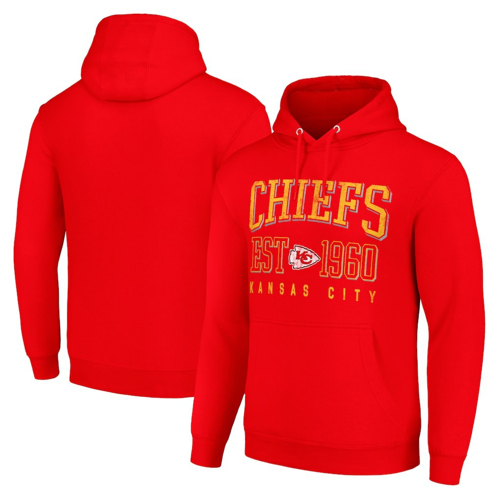 Kansas City Chiefs Starter Unisex Throwback Logo Pullover Hoodie - Red Hoodies