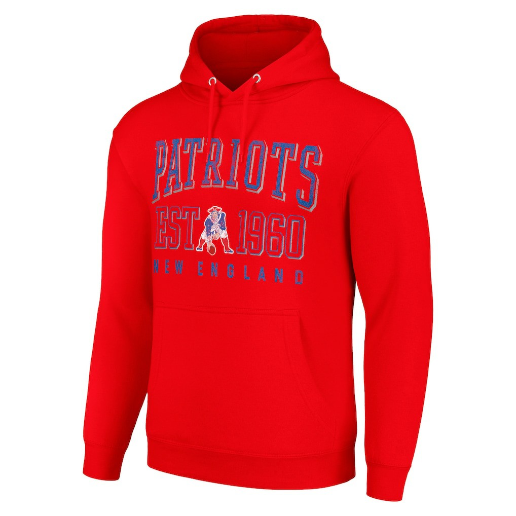 New England Patriots Starter Unisex Throwback Logo Pullover Hoodie - Red Hoodies
