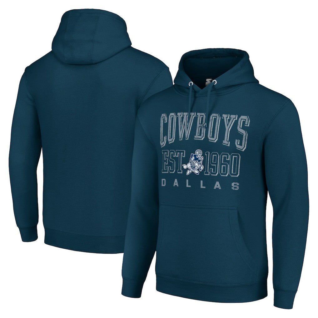 Dallas Cowboys Starter Unisex Throwback Logo Pullover Hoodie - Navy Hoodies
