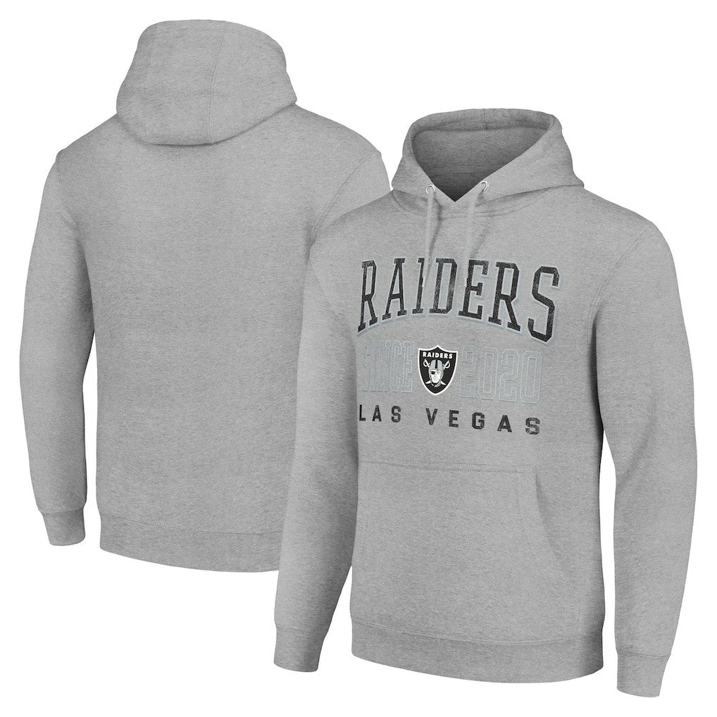 Las Vegas Raiders Starter Unisex Throwback Logo Pullover Hoodie - Heather Gray Hoodies