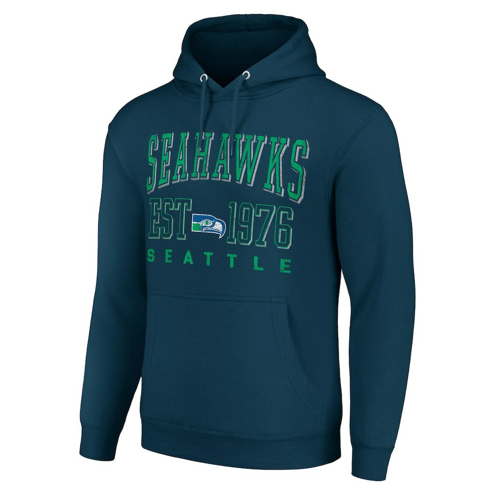 Seattle Seahawks Starter Unisex Throwback Logo Pullover Hoodie - College Navy Hoodies