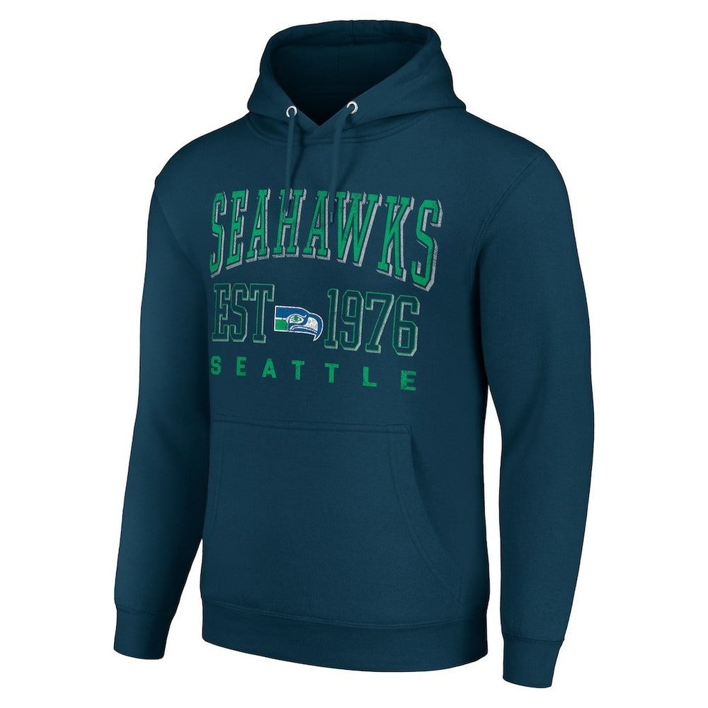Seattle Seahawks Starter Unisex Throwback Logo Pullover Hoodie - College Navy Hoodies
