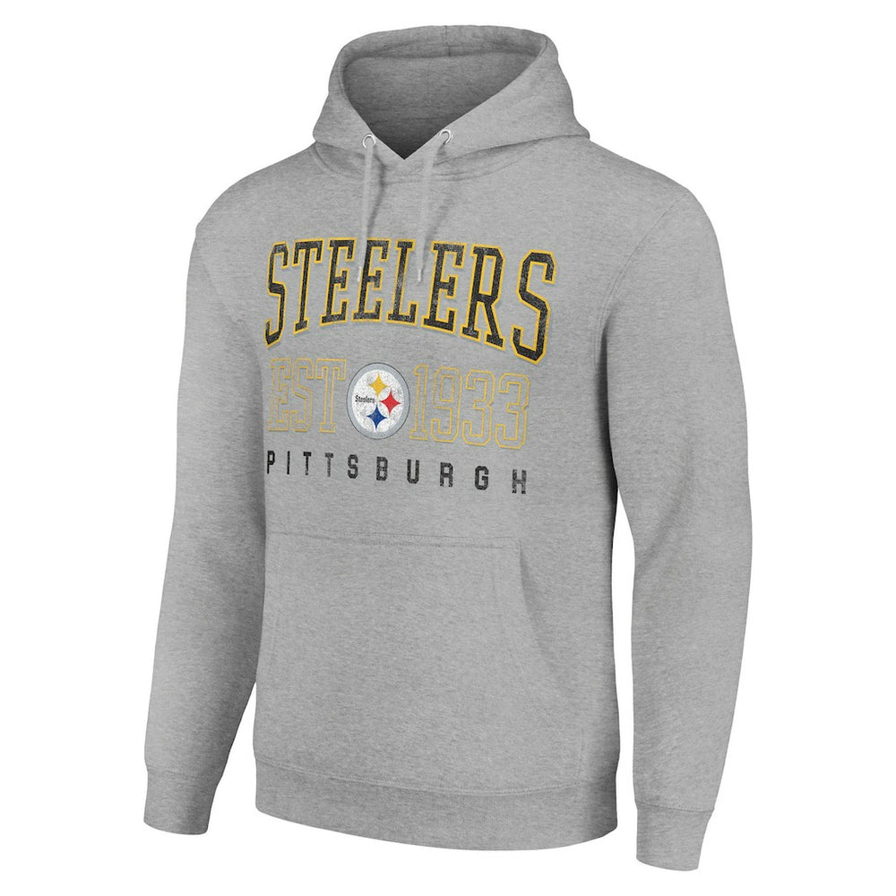 Pittsburgh Steelers Starter Unisex Throwback Logo Pullover Hoodie - Heather Gray Hoodies