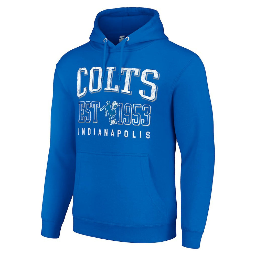 Indianapolis Colts Starter Unisex Throwback Logo Pullover Hoodie - Royal Hoodies