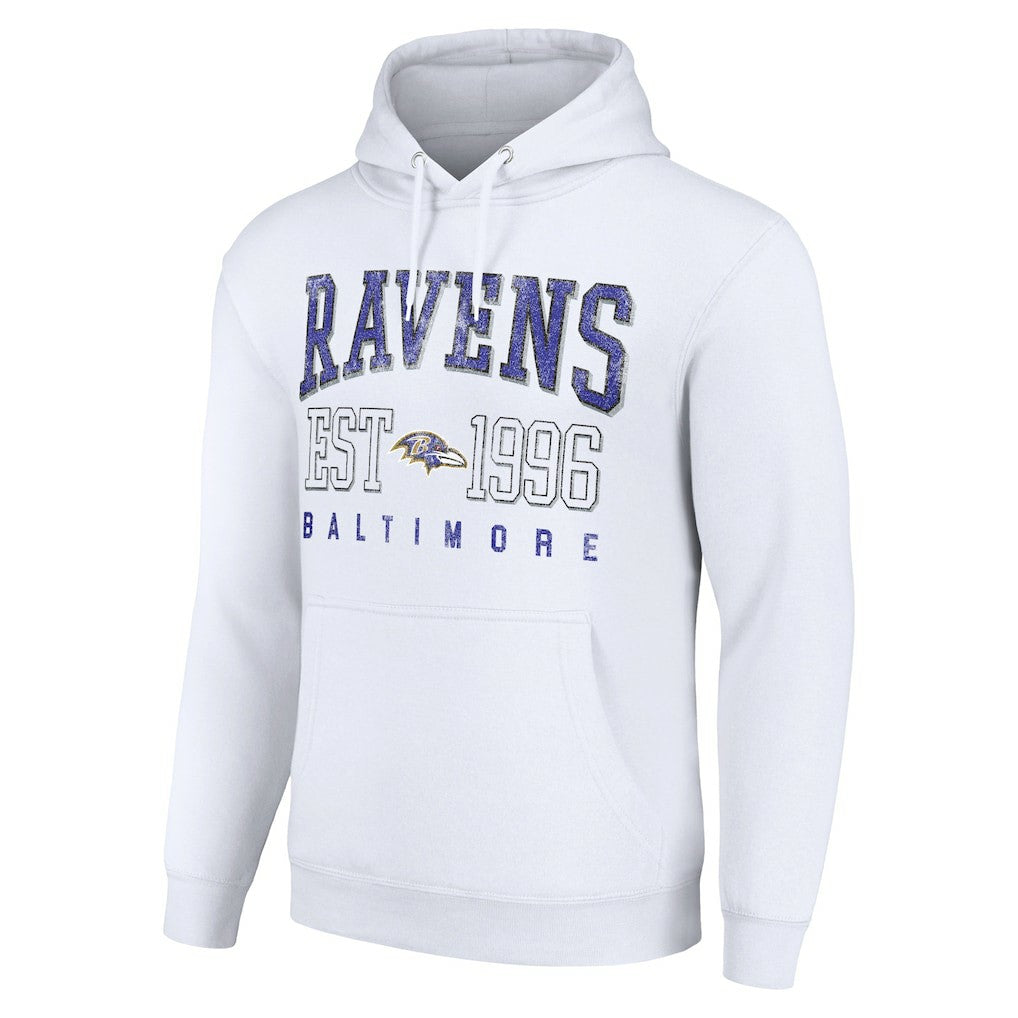 Baltimore Ravens Starter Unisex Throwback Logo Pullover Hoodie - White Hoodies