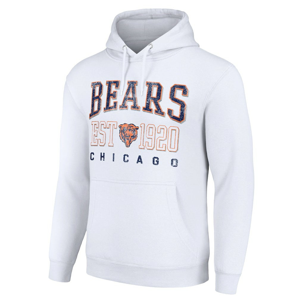 Chicago Bears Starter Unisex Throwback Logo Pullover Hoodie - White Hoodies