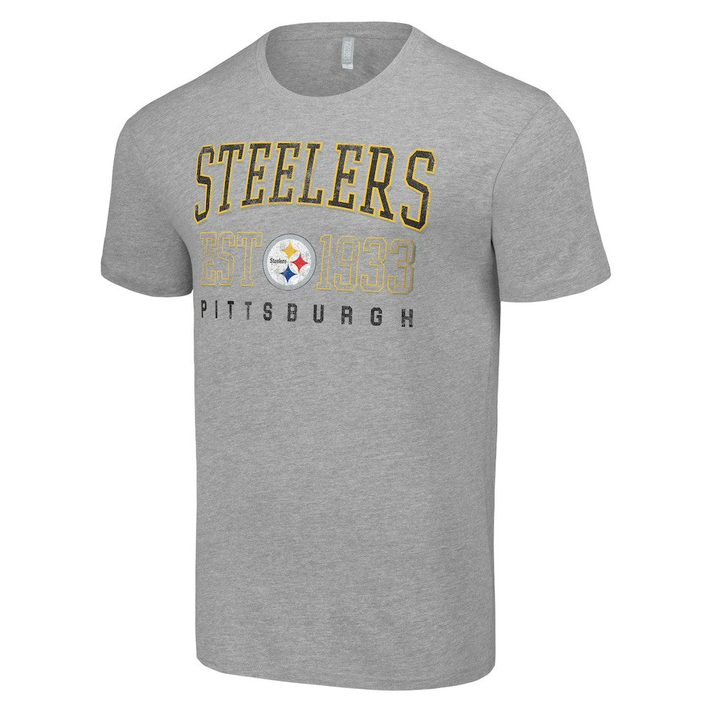 Pittsburgh Steelers Starter Throwback Logo T-Shirt - Heather Gray T-shirts
