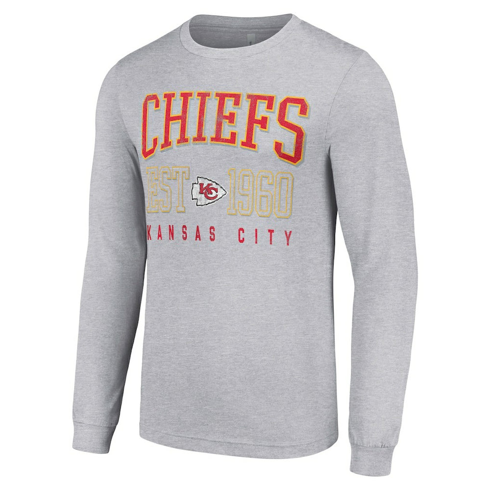 Kansas City Chiefs Starter Throwback Logo Long Sleeve T-Shirt - Heather Gray T-shirts