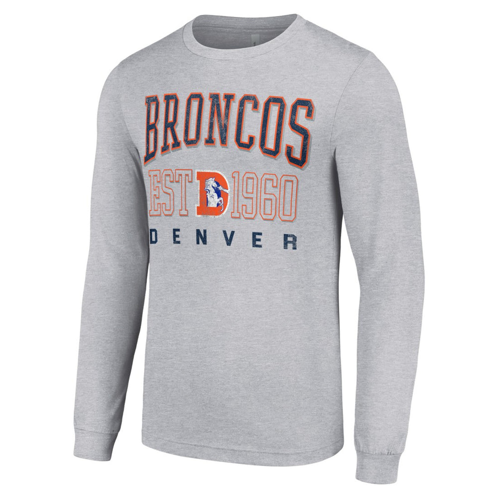 Denver Broncos Starter Throwback Logo Long Sleeve T-Shirt - Heather Gray T-shirts