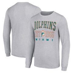 Miami Dolphins Starter Throwback Logo Long Sleeve T-Shirt - Heather Gray T-shirts