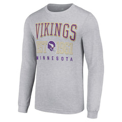 Minnesota Vikings Starter Throwback Logo Long Sleeve T-Shirt - Heather Gray T-shirts
