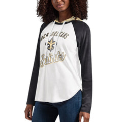 New Orleans Saints G-III 4Her by Carl Banks Women's MVP Raglan Hooded Long Sleeve T-Shirt - White T-shirts
