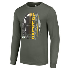 Green Bay Packers Starter Half Helmet Logo Long Sleeve T-Shirt - Green T-shirts