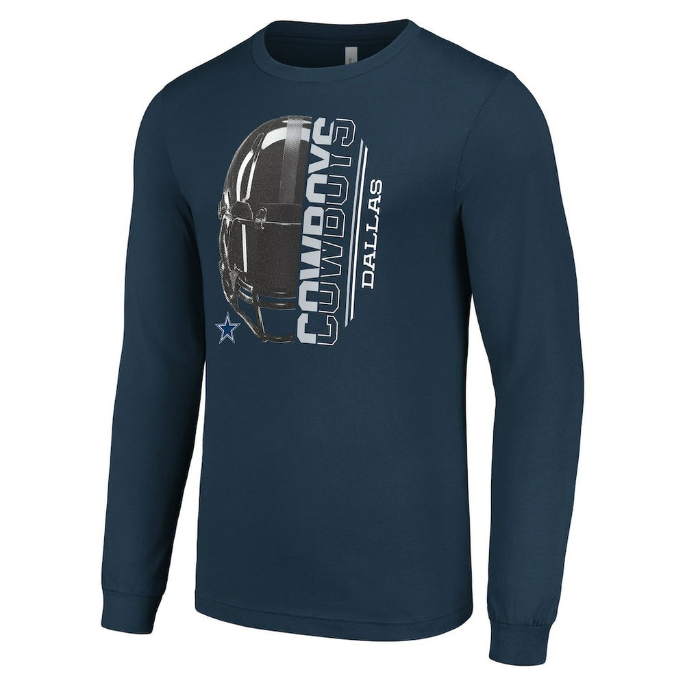 Dallas Cowboys Starter Half Helmet Logo Long Sleeve T-Shirt - Navy T-shirts
