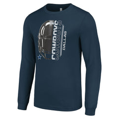 Dallas Cowboys Starter Half Helmet Logo Long Sleeve T-Shirt - Navy T-shirts