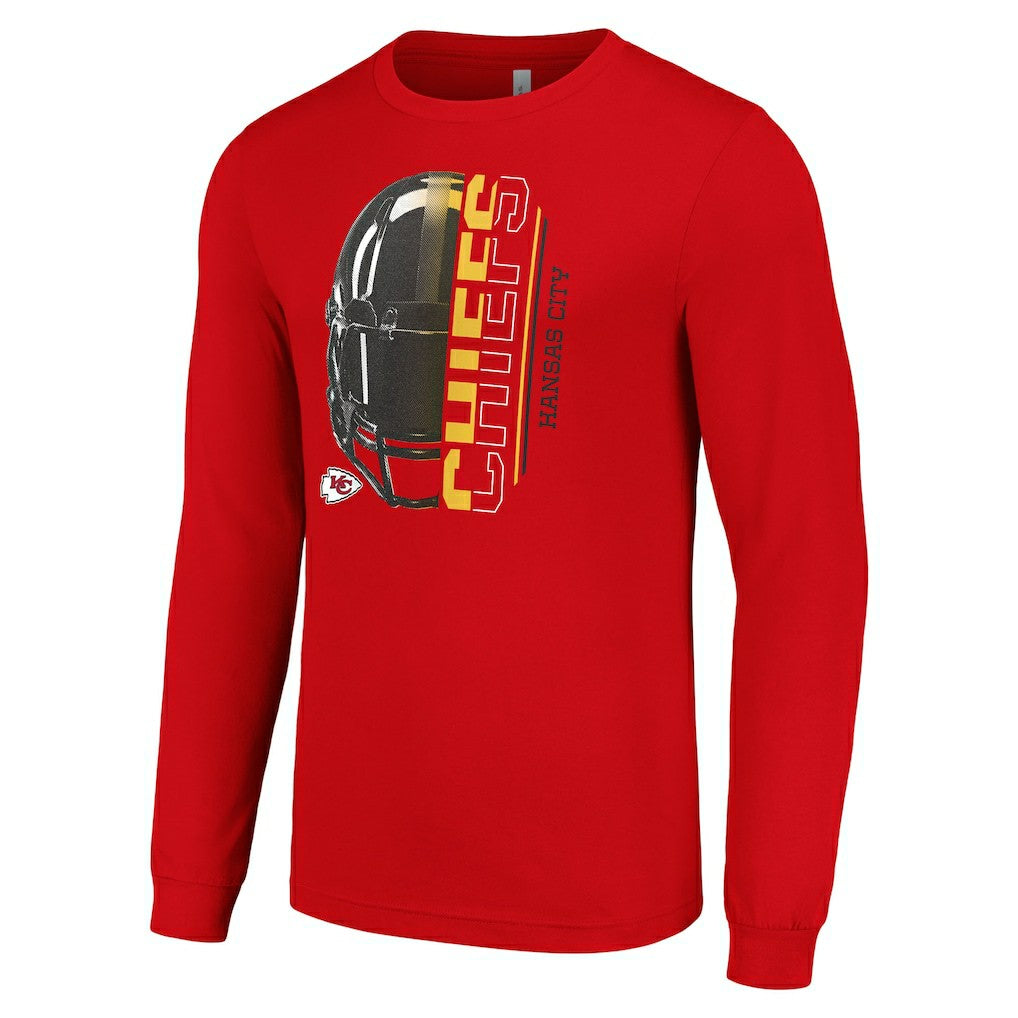 Kansas City Chiefs Starter Half Helmet Logo Long Sleeve T-Shirt - Red T-shirts