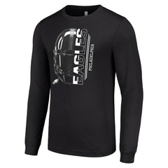 Philadelphia Eagles Starter Half Helmet Logo Long Sleeve T-Shirt - Black T-shirts