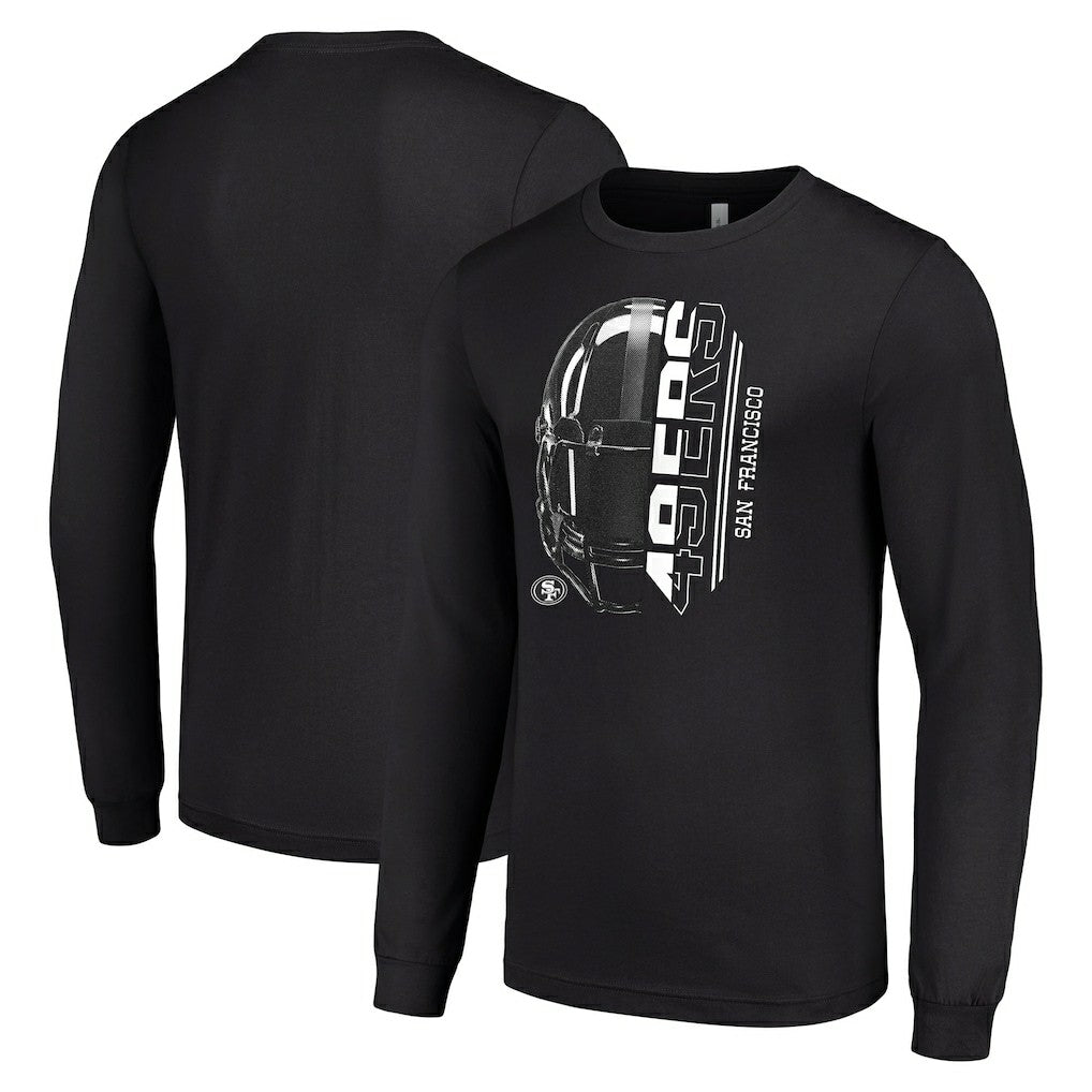 San Francisco 49ers Starter Half Helmet Logo Long Sleeve T-Shirt - Black T-shirts