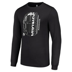Minnesota Vikings Starter Half Helmet Logo Long Sleeve T-Shirt - Black T-shirts