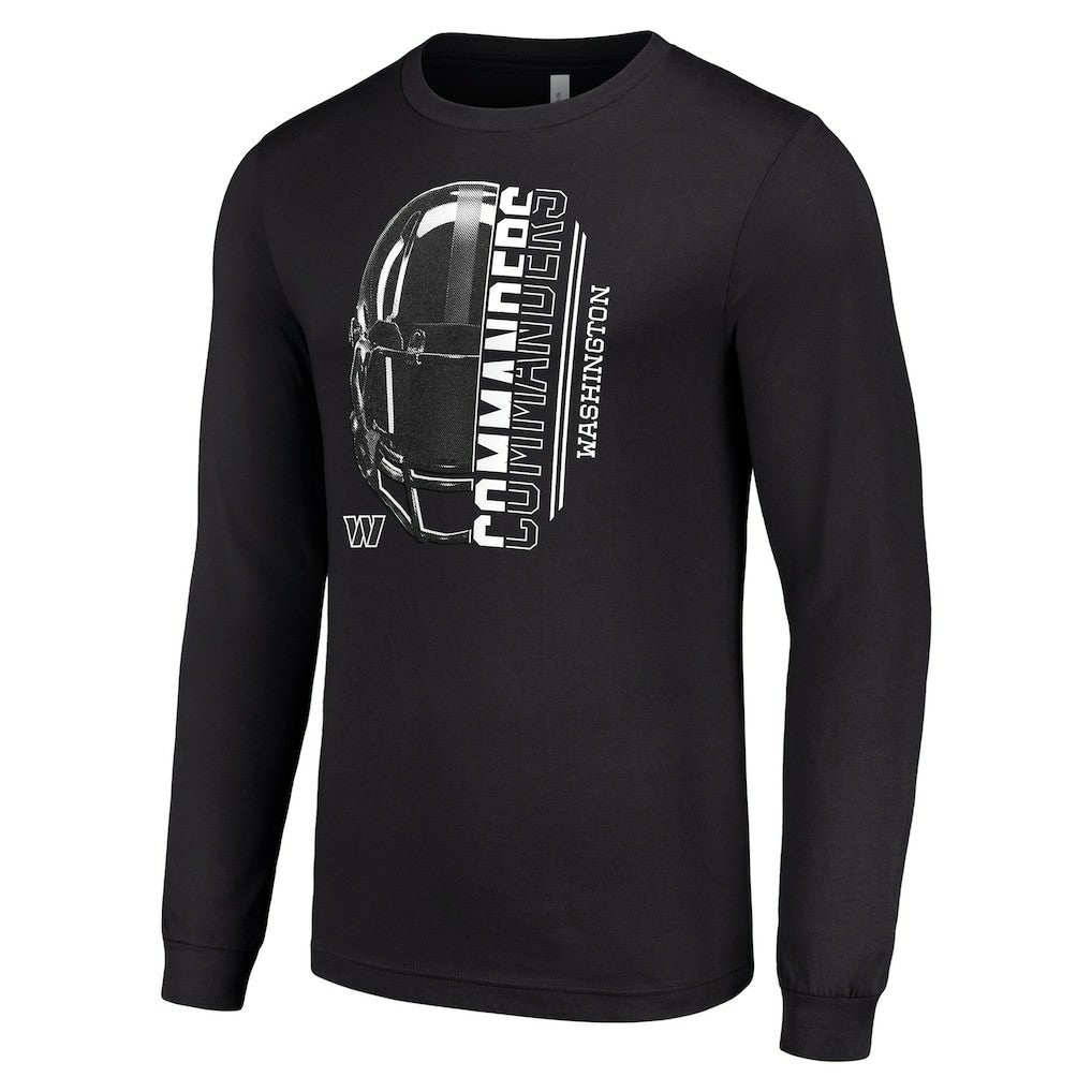 Washington Commanders Starter Half Helmet Logo Long Sleeve T-Shirt - Black T-shirts