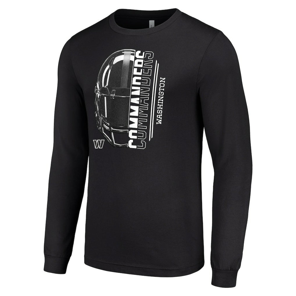 Washington Commanders Starter Half Helmet Logo Long Sleeve T-Shirt - Black T-shirts