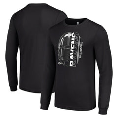 Baltimore Ravens Starter Half Helmet Logo Long Sleeve T-Shirt - Black T-shirts