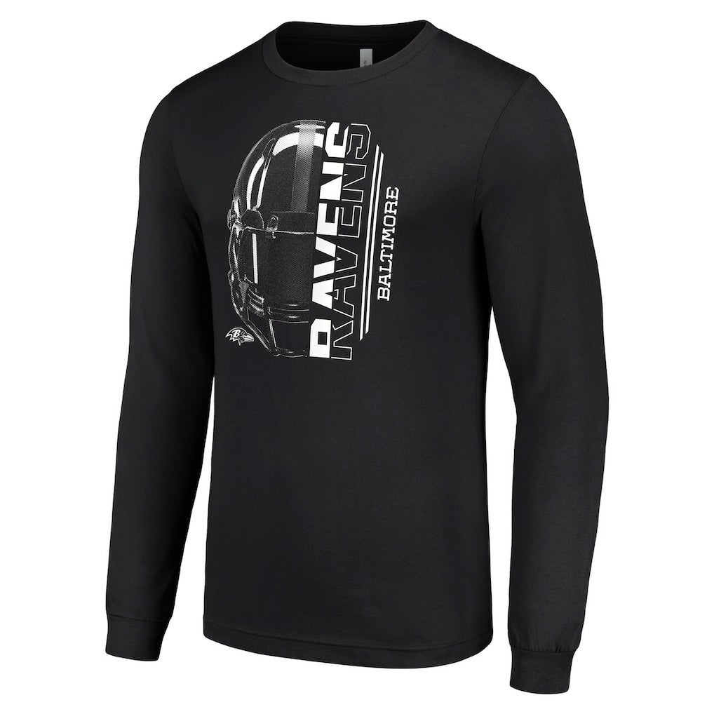 Baltimore Ravens Starter Half Helmet Logo Long Sleeve T-Shirt - Black T-shirts