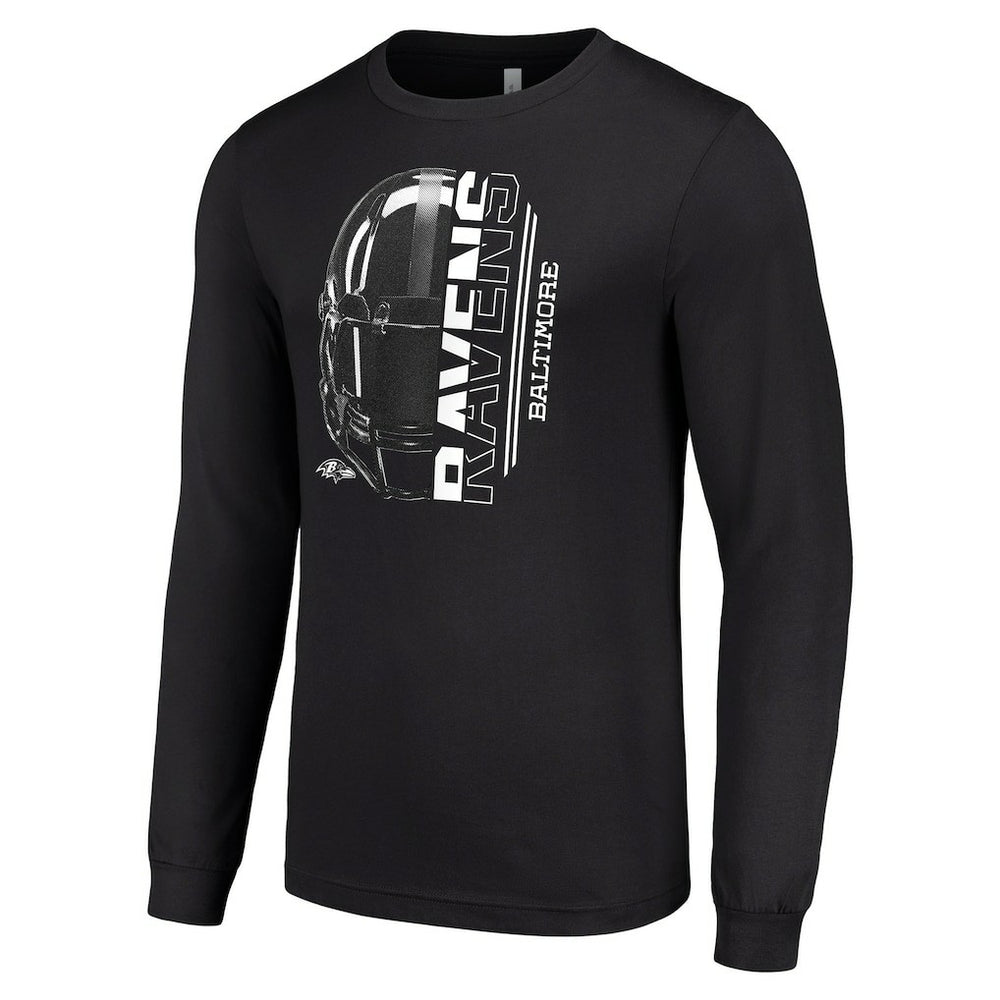 Baltimore Ravens Starter Half Helmet Logo Long Sleeve T-Shirt - Black T-shirts