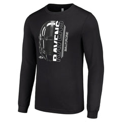 Baltimore Ravens Starter Half Helmet Logo Long Sleeve T-Shirt - Black T-shirts