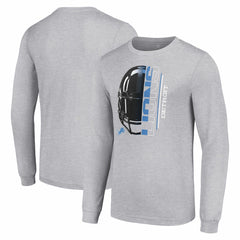 Detroit Lions Starter Half Helmet Logo Long Sleeve Heathered T-Shirt - Heather Gray T-shirts