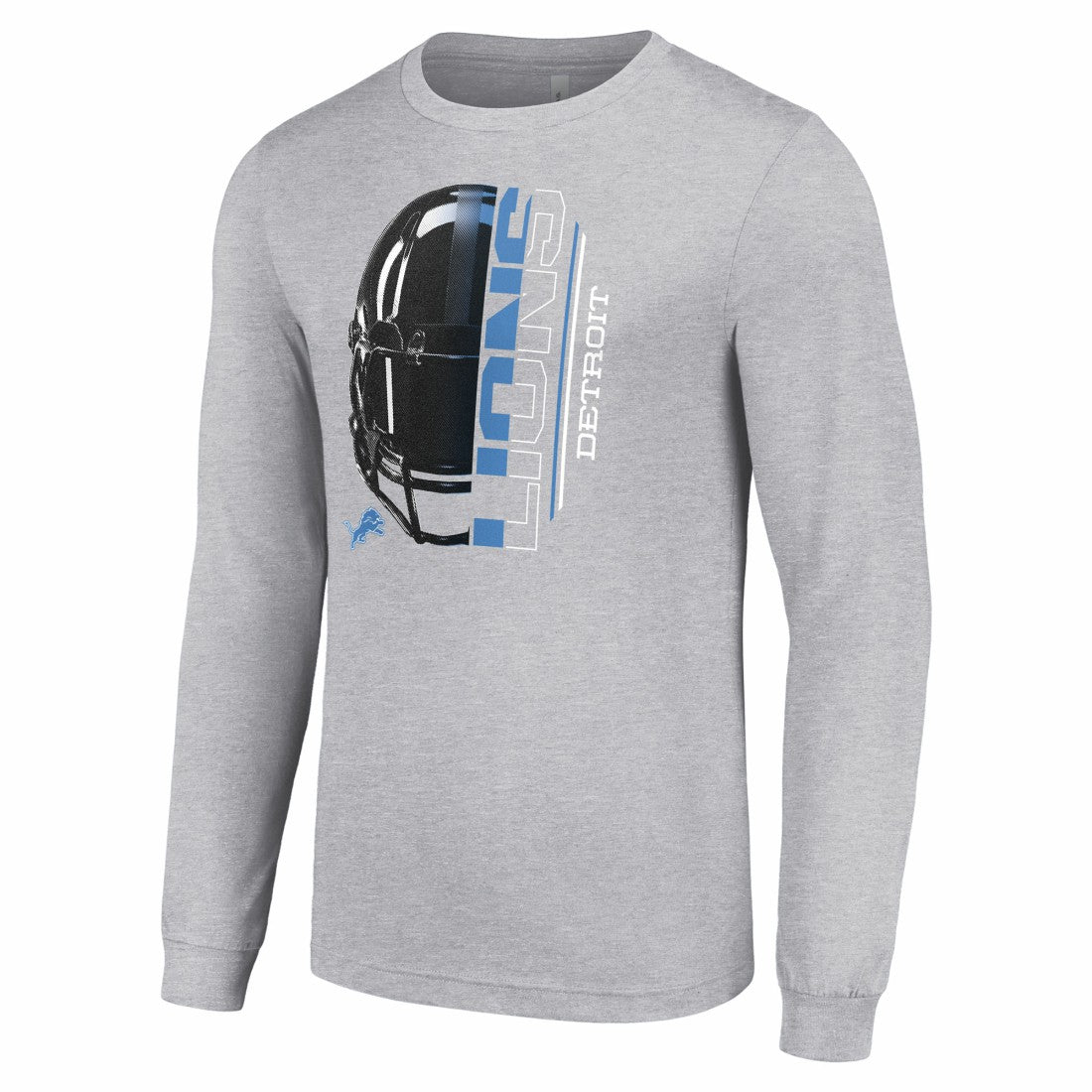 Detroit Lions Starter Half Helmet Logo Long Sleeve Heathered T-Shirt - Heather Gray T-shirts