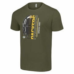 Green Bay Packers Starter Half Helmet Logo T-Shirt - Olive T-shirts