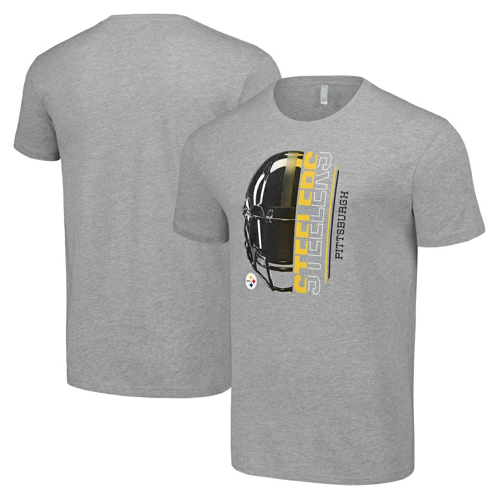 Pittsburgh Steelers Starter Half Helmet Logo T-Shirt - Heather Gray T-shirts