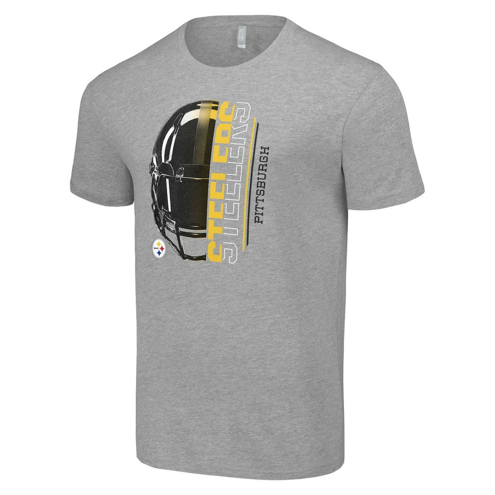 Pittsburgh Steelers Starter Half Helmet Logo T-Shirt - Heather Gray T-shirts