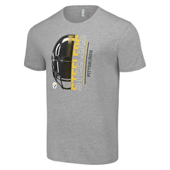Pittsburgh Steelers Starter Half Helmet Logo T-Shirt - Heather Gray T-shirts