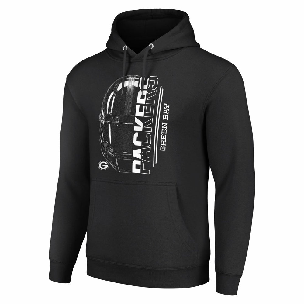 Green Bay Packers Starter Unisex Half Helmet Logo Pullover Hoodie - Black Hoodies