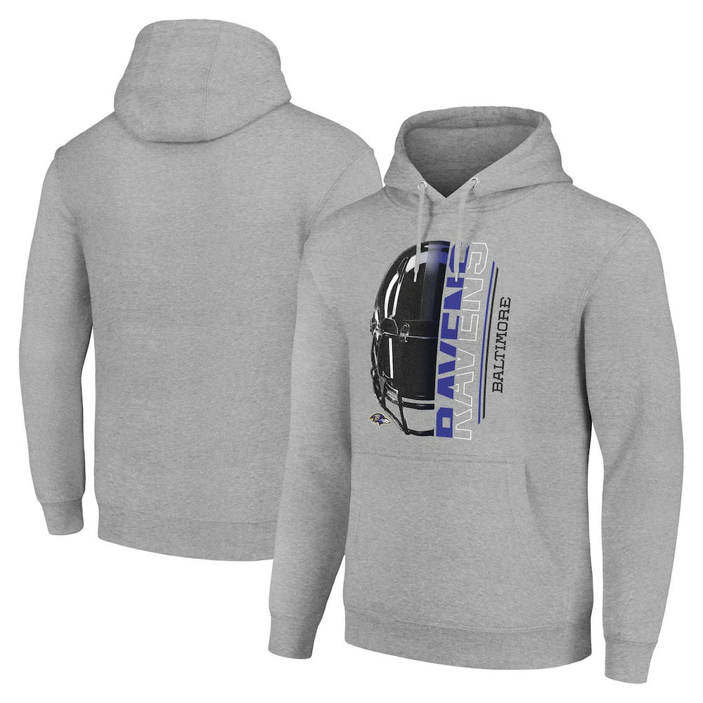 Baltimore Ravens Starter Unisex Half Helmet Logo Pullover Hoodie - Heather Gray Hoodies