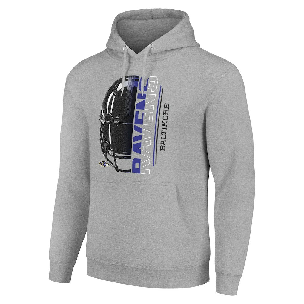 Baltimore Ravens Starter Unisex Half Helmet Logo Pullover Hoodie - Heather Gray Hoodies