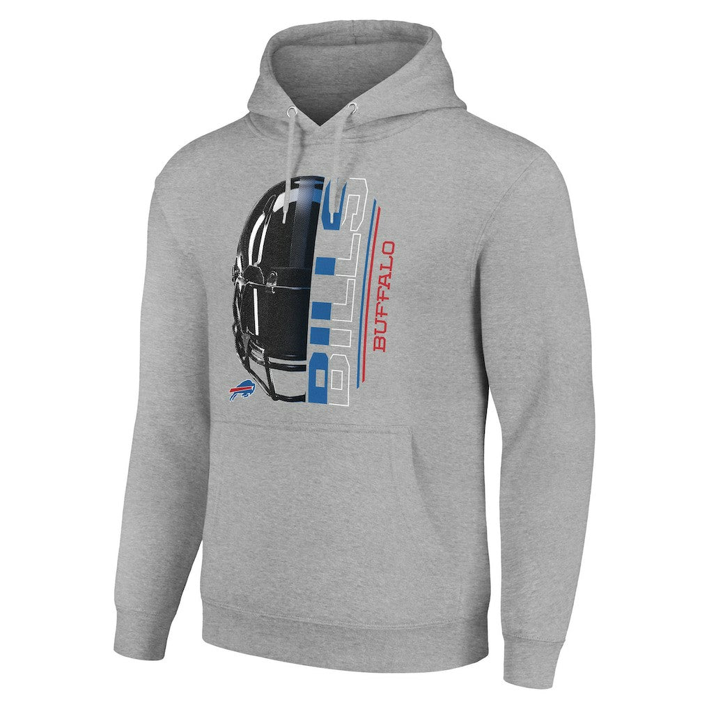 Buffalo Bills Starter Unisex Half Helmet Logo Pullover Hoodie - Heather Gray Hoodies