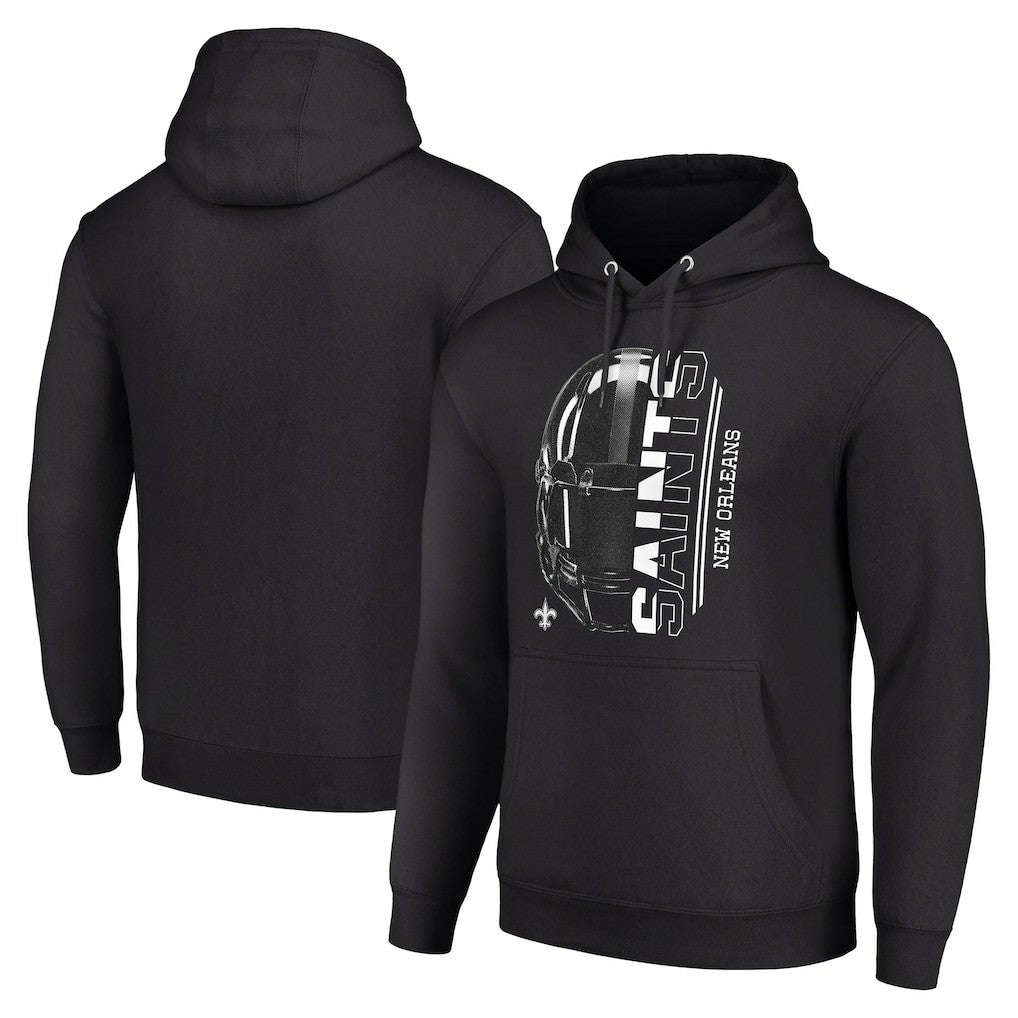 New Orleans Saints Starter Unisex Half Helmet Logo Pullover Hoodie - Black Hoodies