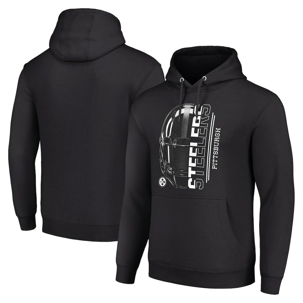 Pittsburgh Steelers Starter Unisex Half Helmet Logo Pullover Hoodie - Black Hoodies