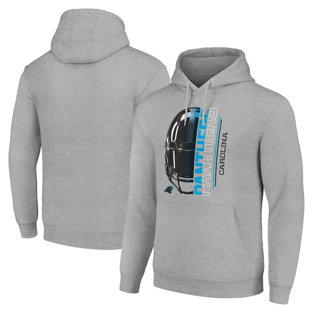 Carolina Panthers Starter Unisex Half Helmet Logo Pullover Hoodie - Heather Gray Hoodies
