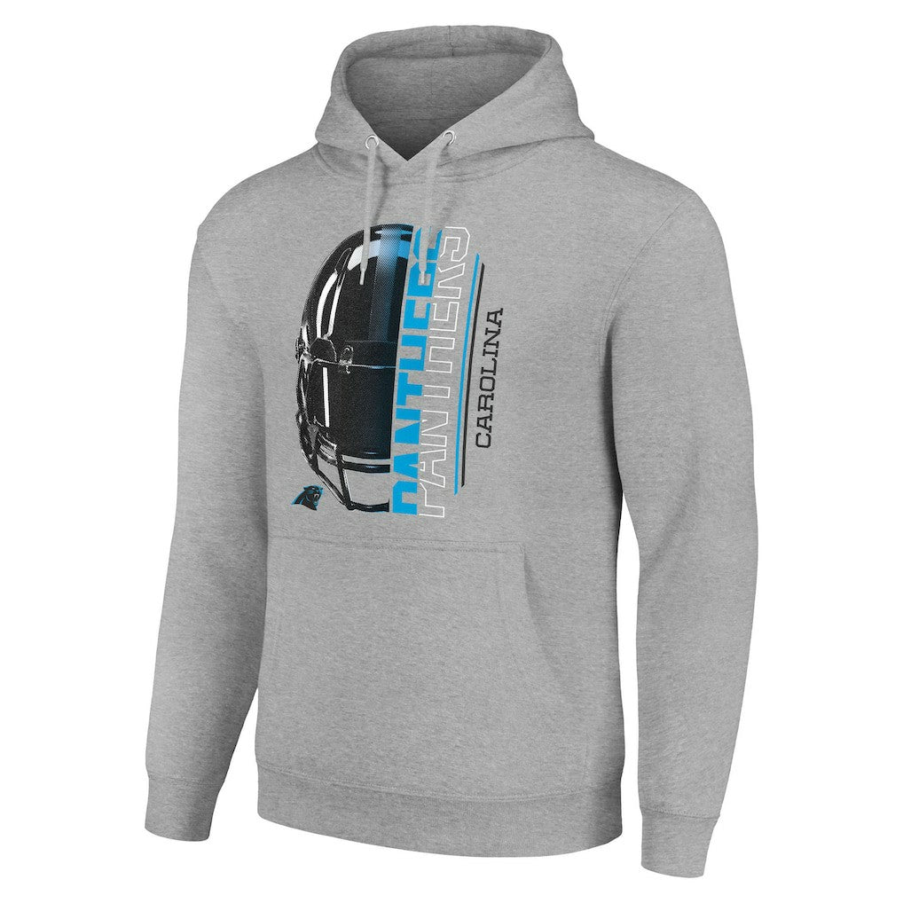 Carolina Panthers Starter Unisex Half Helmet Logo Pullover Hoodie - Heather Gray Hoodies
