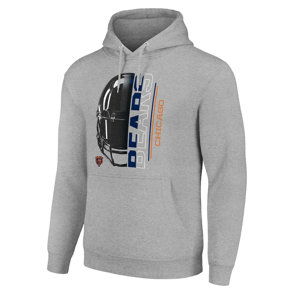Chicago Bears Starter Unisex Half Helmet Logo Pullover Hoodie - Heather Gray Hoodies